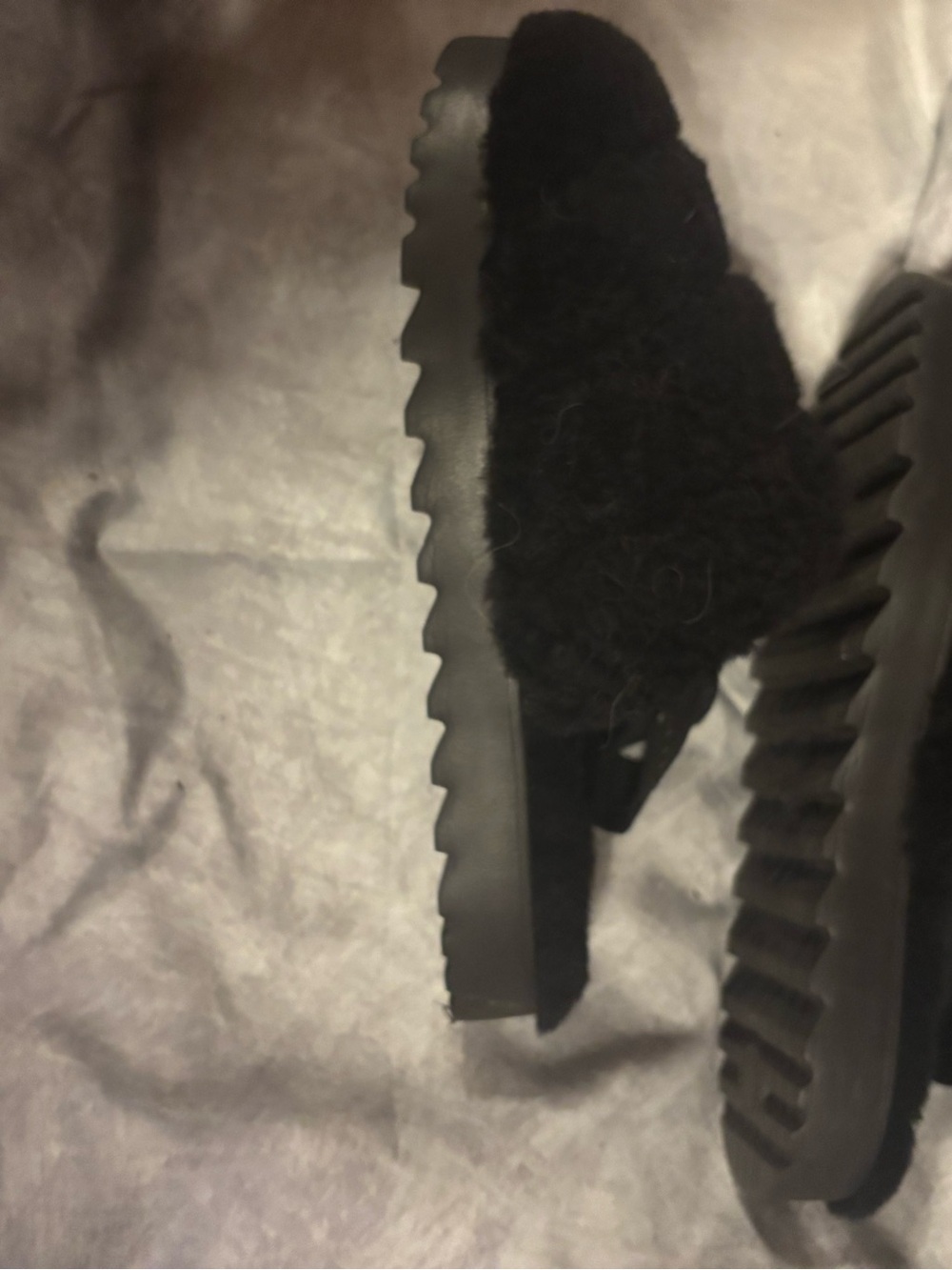 UGG Black Fuzzy Platform Slide
